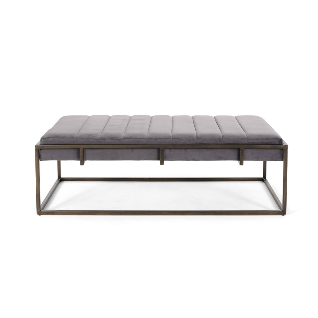 Navy Blue Velvet Ottoman Bench Q2087