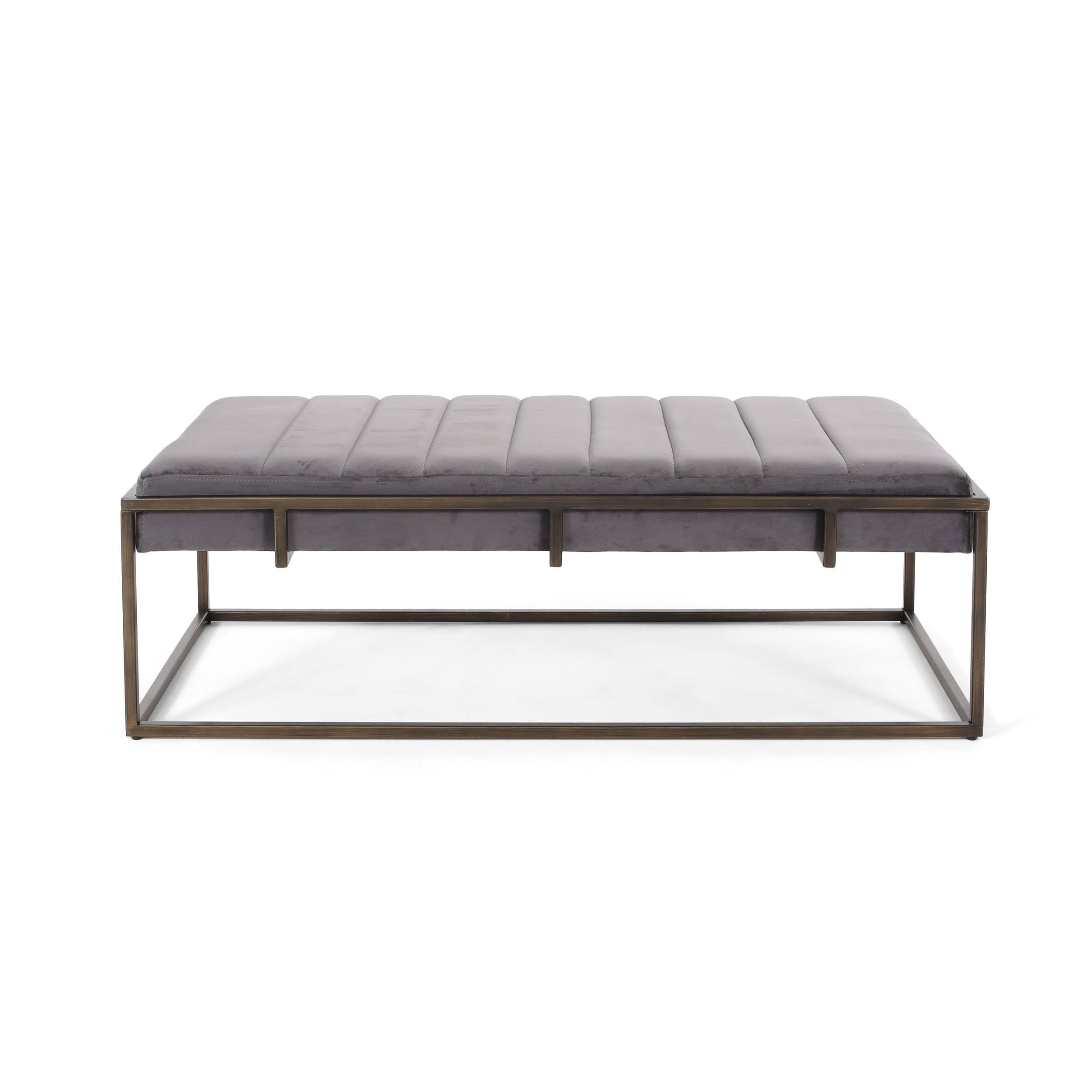 Navy Blue Velvet Ottoman Bench Q2087