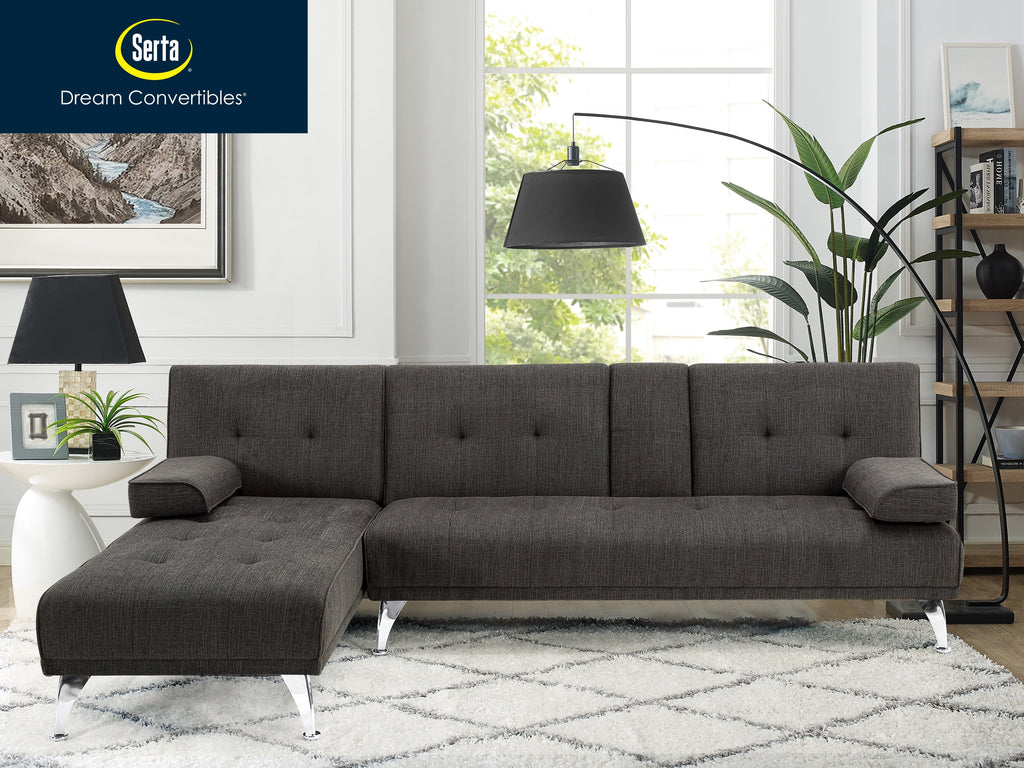 Charcoal Gray Fabric Indoor Sectional Sofa with Chaise I52496